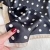 Women Lightweight Elegant Polka Dot Knotted Silk Small Square Scarf Summer Spring Elegant Neckerchief Satin Head Scarf
