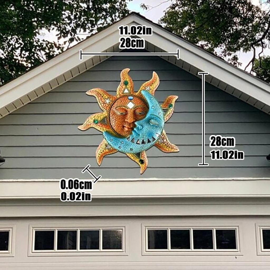 Железное Золотое Солнце и Голубая Луна Лицо Стены Искусства 3D Украшения Крытый Открытый Табличка