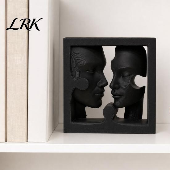 Статуя человеческого лица, 3D-печать, двойная скульптура, современное абстрактное боковое украшение, художественное матово-черное украшение для стола, минималистичное