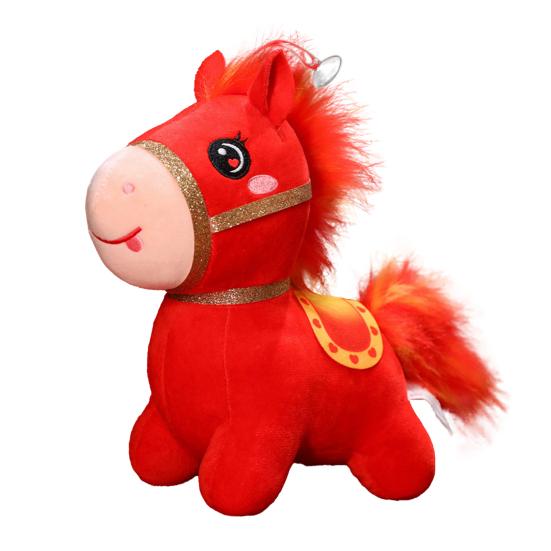 Кукла Лошадь Год Лошади Плюшевая игрушка в китайском стиле Пони на удачу Наполнитель из ПП хлопка Зодиакальная плюшевая фигурка для благословений