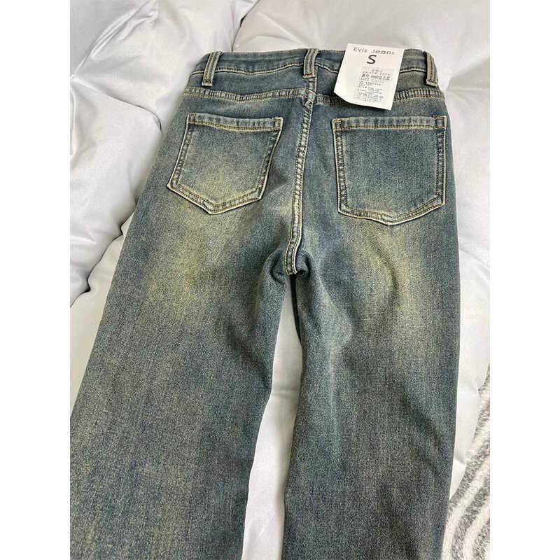 Женские расклешенные плюшевые джинсы с высокой талией - Осень/Зима 2024 - Эластичные брюки больших размеров, закрывающие бедра