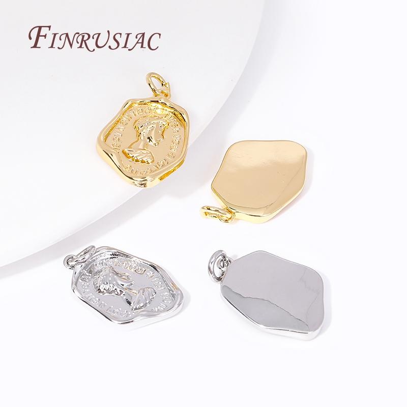 18K Gold Plated Elizabeth Queen Pendant Brass Metal Ancient Rome Coin Charms For DIY Jewelry Making Earring Necklace Accessories