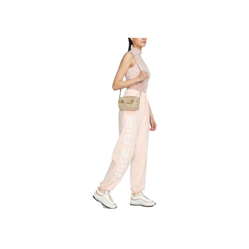 Nike Повседневные флисовые трикотажные спортивные брюки с высокой талией и боковыми буквами на шнуровке, женские брюки цвета ледяной гранат FB8052-838