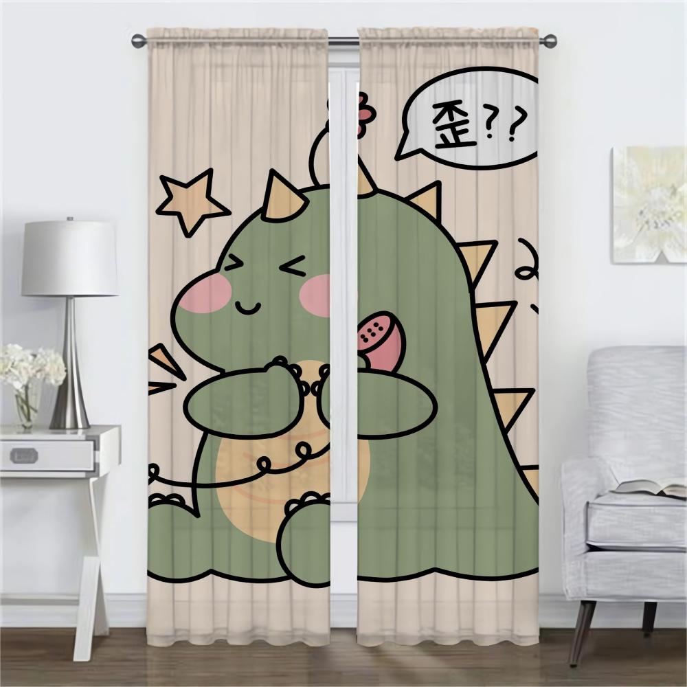 Shades Dinosaur Curtains for Living Room Curtain Home Interior Curtains 2 Pieces Tulle for Bedroom Partition Kitchen Blackout
