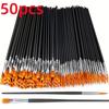 100/50 шт. Черные нейлоновые кисти для рисования с плоским и круглым кончиком, акриловые, подходят для масляной живописи, кисти для рисования поделок, подходят для акрила