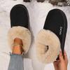 Anti-slip Thick Plush Snow Boots Women Faux Suede Platform Fur Winter Boots Woman Slip On Warm Cotton Padded Shoes Female 45