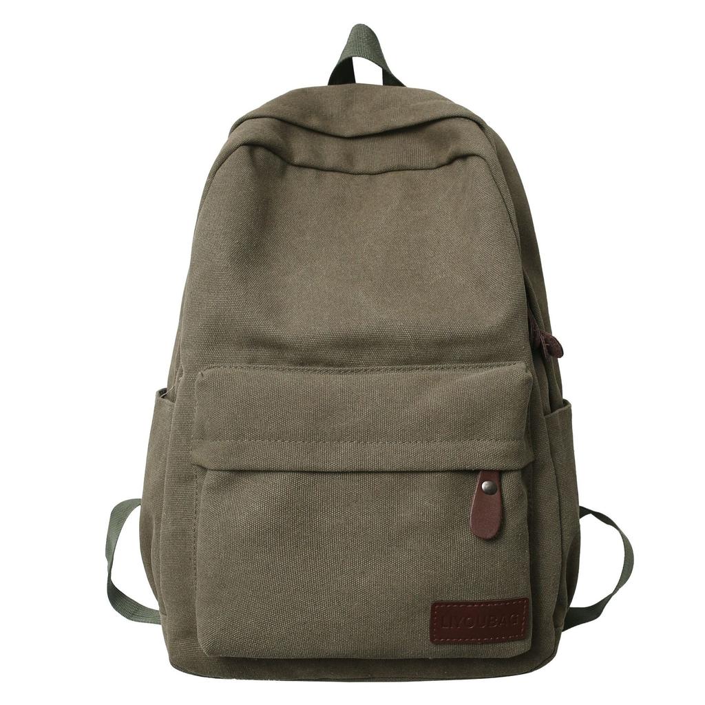 Durable Canvas Backpack, Large Capacity Backpack, Suitable For Middle School High School And College Students
