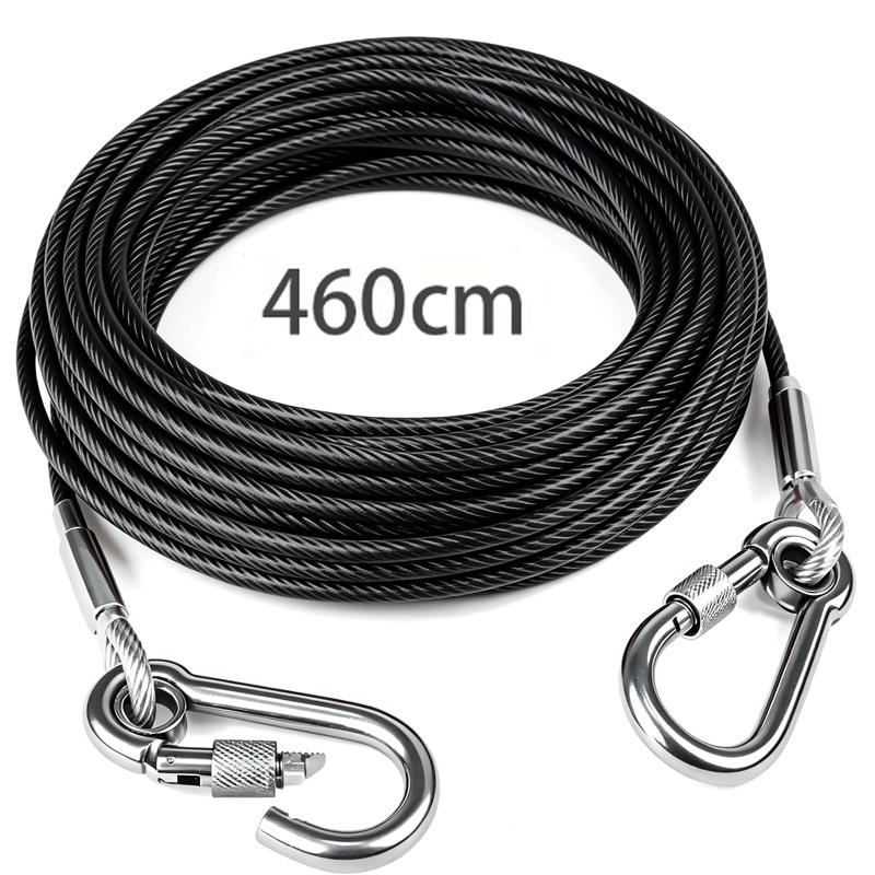 460/900/1500 Stainless Double Steel Heavy-Duty Reflective Dog Tie-Out Cable Capacity with Swivel Snap Hooks - Ideal for Outdoor