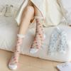 Summer Ultra-thin Transparent Women Socks Korean Fashion Flower Embroidery Crystal Silk Socks Harajuku Vintage Nylon Long Sockss