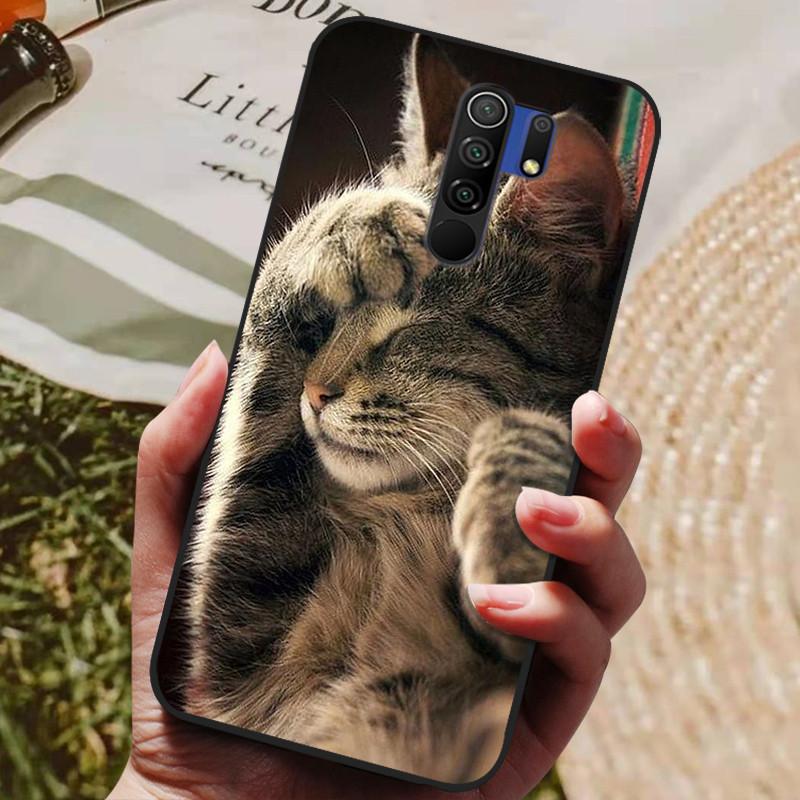 Для чехла Xiaomi Redmi 9 Чехол Кот Цветок волк Силиконовый чехол для Redmi 9 redmi9 Чехол Бампер 6.53" Ударопрочный Чехол для телефона Coque