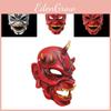 Красно-белая японская смоляная маска короля демонов Ханрю, идеально подходящая для косплей-мероприятий на Хэллоуин
