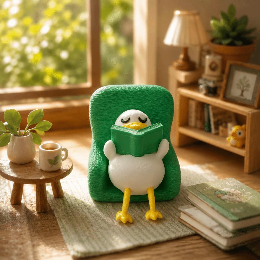 Креативная фигурка ленивой утки, 3D-печать, декорация, статуэтка утки, лежащей на спине, фигурка животного, утка, читающая книгу, украшения для офисного стола