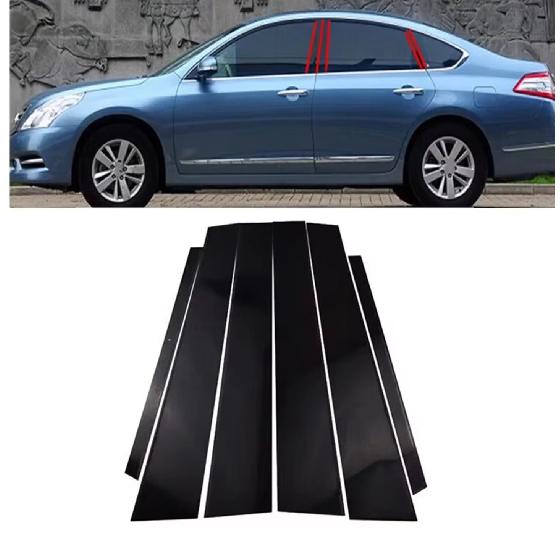 6 шт. Глянцевые черные накладки на стойки для Nissan Teana J32 2009 2010-2012 Декоративная накладка на дверь, наклейка на окно, Автостайлинг