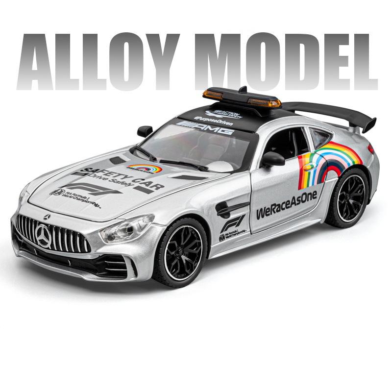 1/24 Benzs-GT GTR Alloy Sports Safety Car Model Diecasts Metal Toy Race Medical Rescue Vehicles Model Sound and Light Kids Gifts