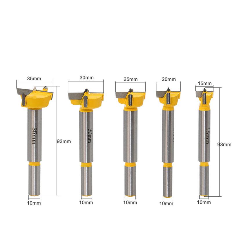 Набор сверл Форстнера по дереву, 15-20-25-30-35 мм, 5 шт. со стопором