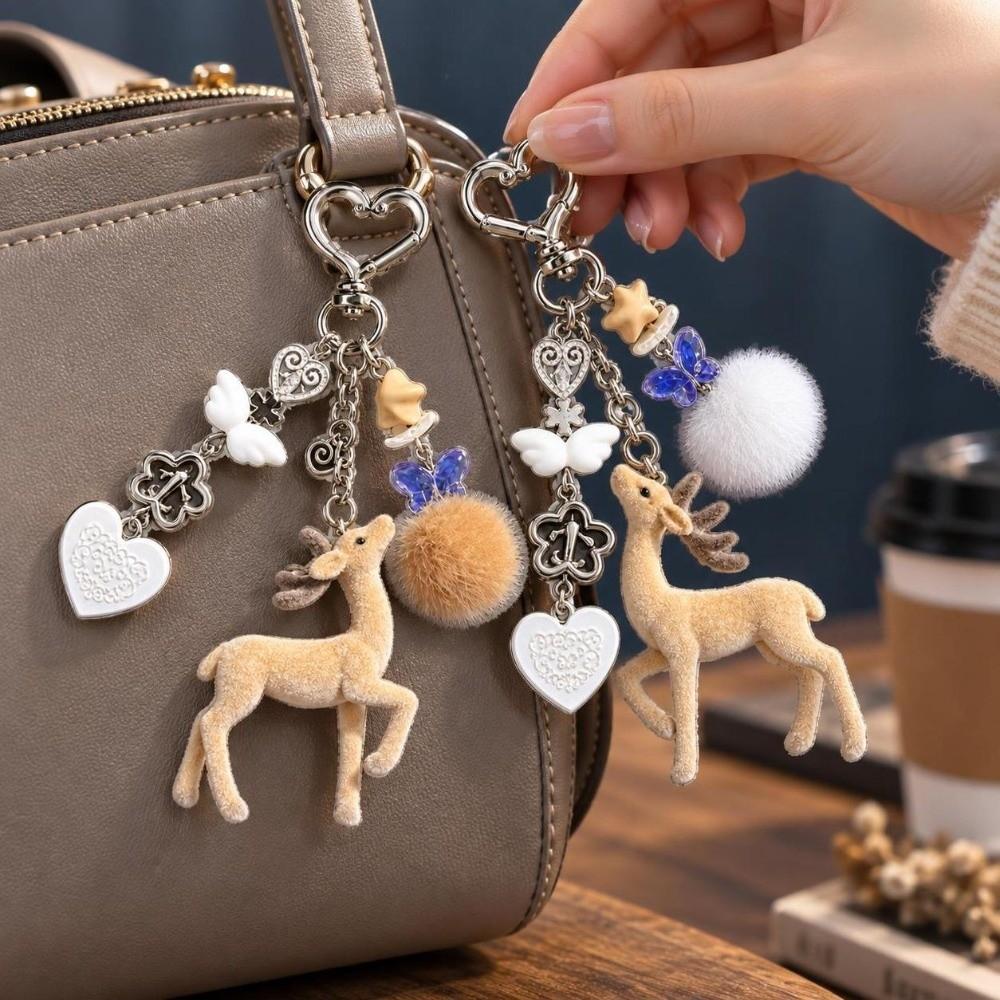 Portable Fawn Keychain 11.5cm Bag Pendant Sweet Phone Charms Christmas Gift
