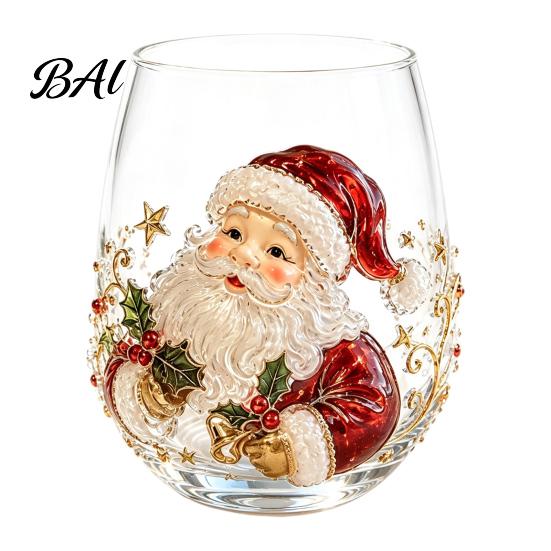 Creative Home Holiday Decor Transparent Santa Claus Pattern Mug, 3D Embossed Christmas Aesthetic Glass Tea Cups, Clear Borosilicate Mug with