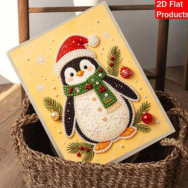 Christmas Pearl Painting Kit Handmade DIY Penguin With Scarf And Hat Home Decoration Painting