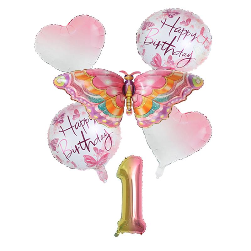 6 шт. набор из фольгированных воздушных шаров в виде бабочек, розовые, синие, разноцветные бабочки, 32-дюймовые воздушные шары с цифрами, товары для декора вечеринки по случаю дня рождения ребенка