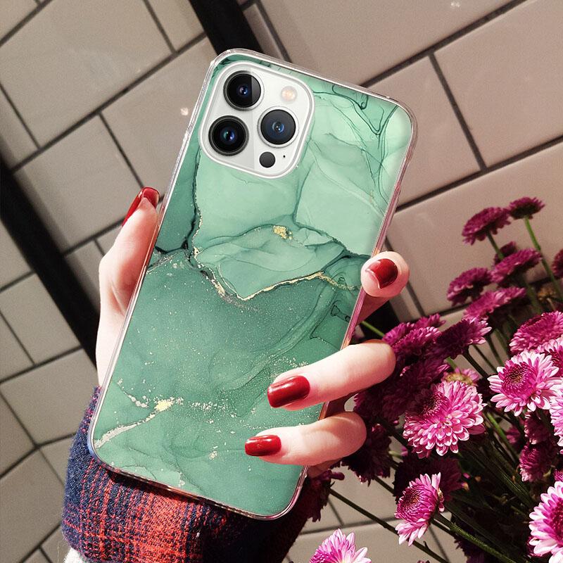 Чехлы для iPhone 14 12 11 13 Pro Max Чехол Силиконовый Funda на iPhone 13Mini X XS Max XR 8 7 14 Plus Цветная Мраморная Живопись
