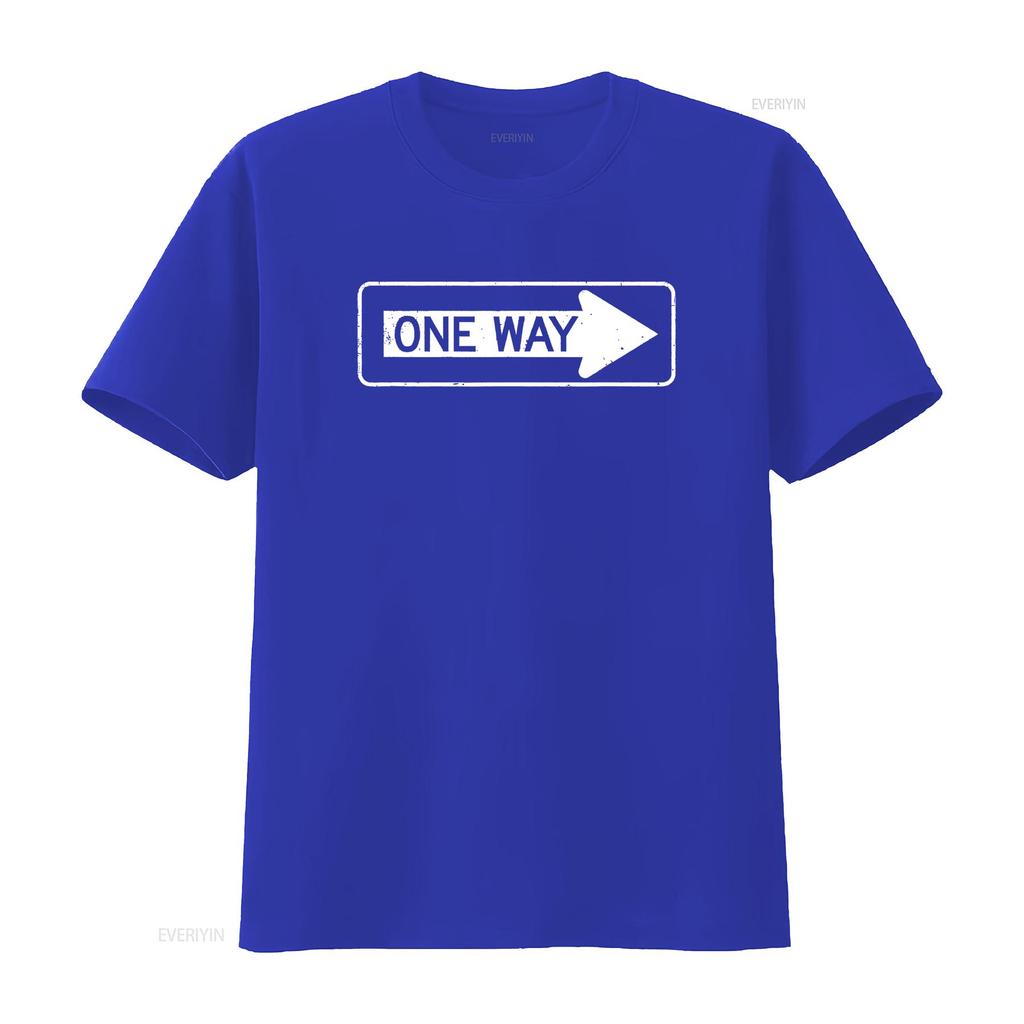 Футболка с принтом 'One Way Sign' винтажная стирка уличный стиль Унисекс Слегка удобный Эластичный топ для повседневной носки Повседневный Мягкий с графическим принтом
