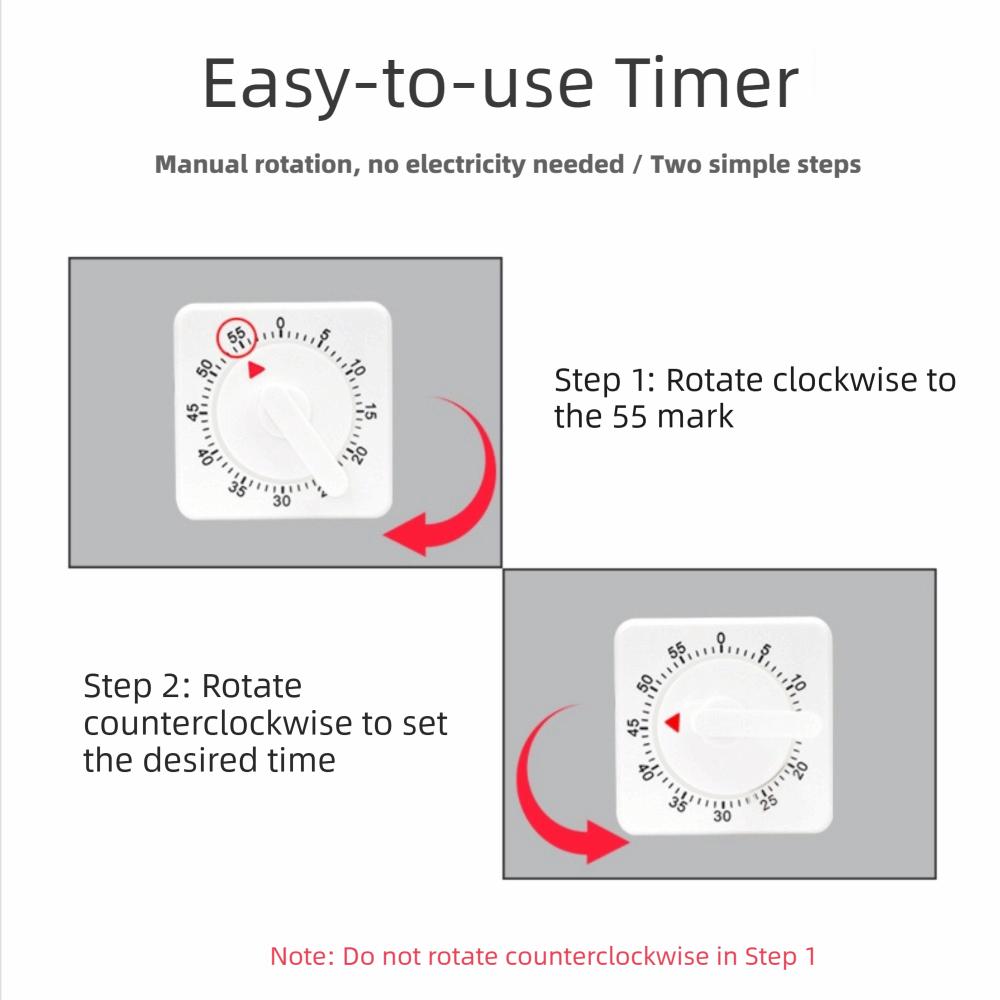 Loud Alarm Mechanical Kitchen Timer Plastic Visual Countdown Timer Children's Timer Kitchen