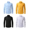 Men Spring Fall Dress Shirt Turn-down Collar Slim Fit Stretchy Single-breasted Long Sleeves Pure Color Mid Length Formal Business Event Office Top