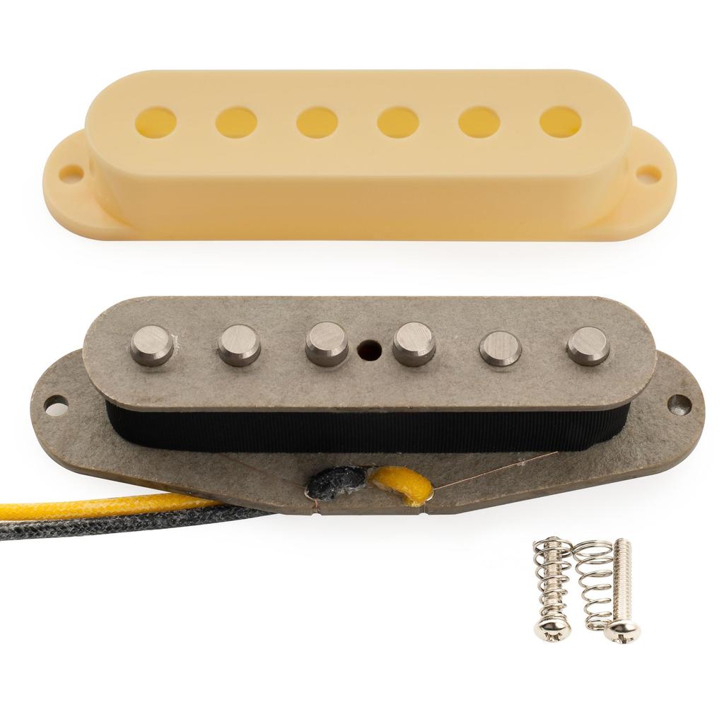 Musiclily Pro Staggered Alnico 2 Single Coil Middle for Stratocaster Electric Cream ST-FAT60S Pickup, PU, Guitars,