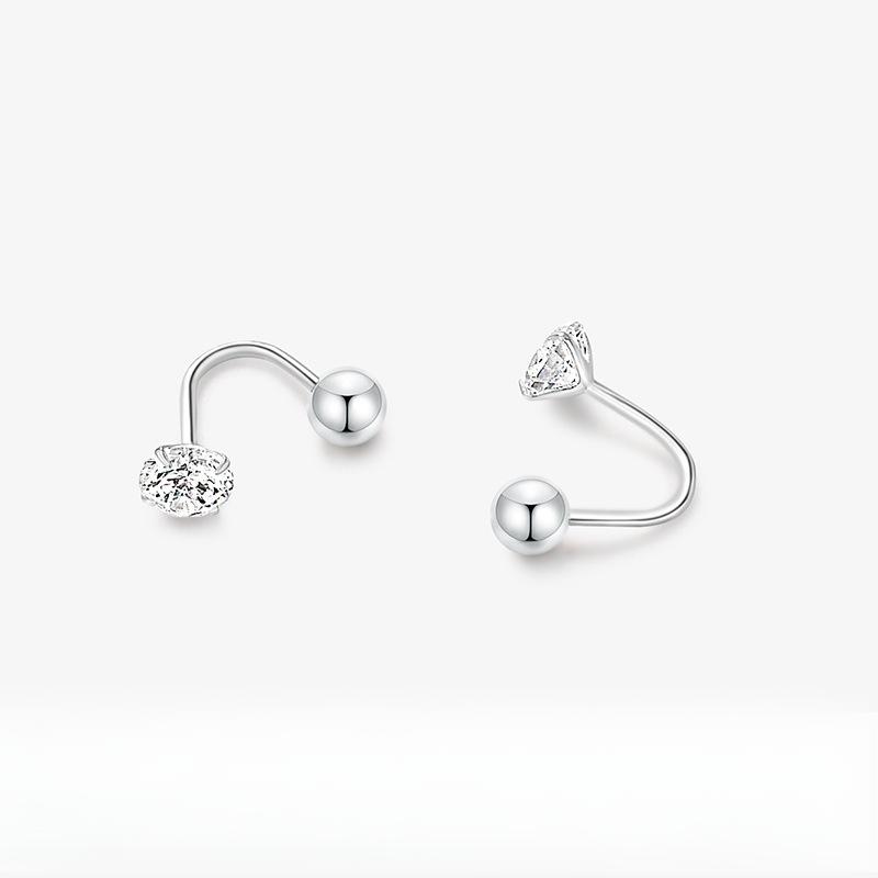 Женские серьги-гвоздики с бриллиантами, простой темперамент, модные и универсальные, нежный стиль