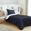 Complete Pack 4 Pieces Navy/White Reversible Duvet Cover for Bed 90 X 190 Cm