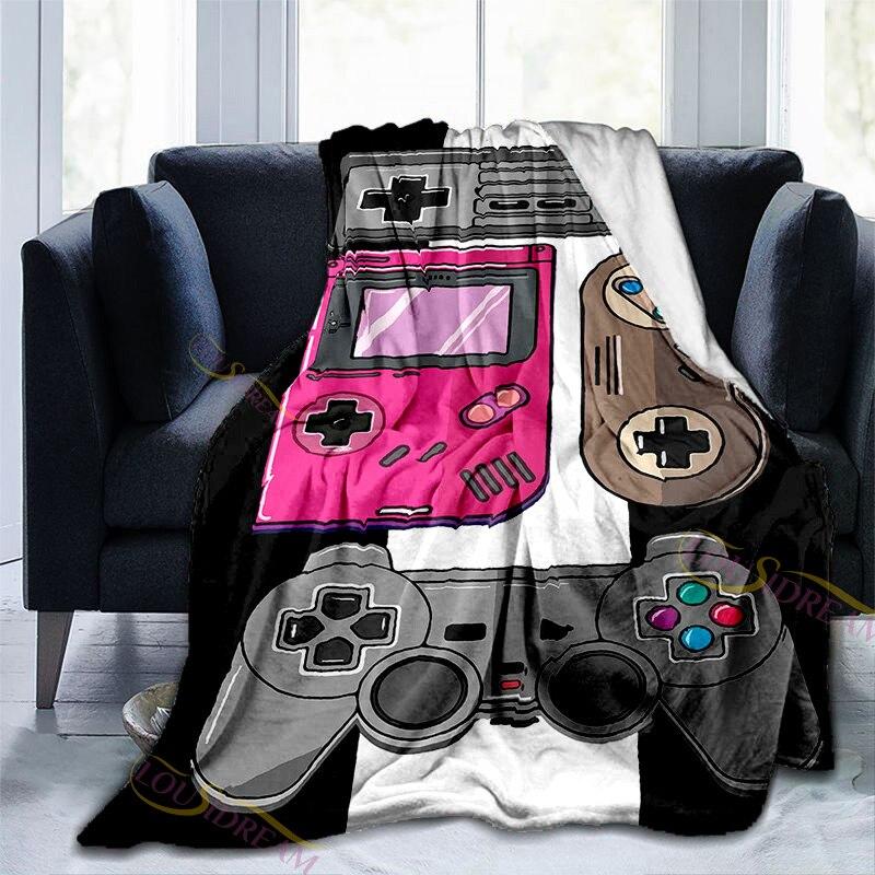 Одеяло с кубиком Рубика, геймпад с узором, теплое мягкое фланелевое одеяло для дивана, одеяло для дремоты, всесезонное универсальное одеяло для взрослых и детей