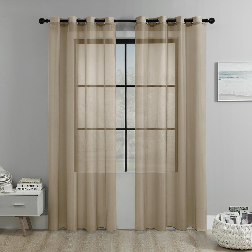 2025Однотонная перфорированная оконная сетка Полузатемняющая штора Гостиная Балкон Оконная сетка Дверная штора Украшение