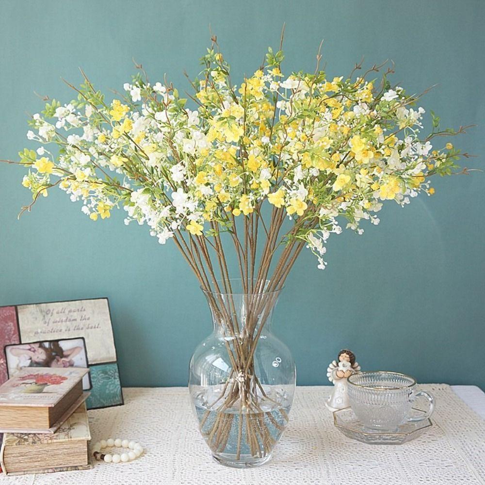 With Leaf Artificial Flower Single Small Flowers Plum Blossom Household Silk Flower Courtyard