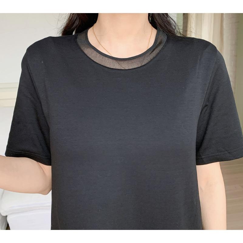 Dimanaf 2025 Летнее платье больших размеров для женщин, повседневное винтажное черное платье, базовое свободное длинное платье с круглым вырезом