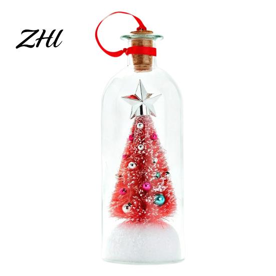 Snowflake Holly Ornaments Recordable Christmas Tree Message in A Bottle, Voice Recording Holiday Keepsake Decorative Ornament for Entryway with