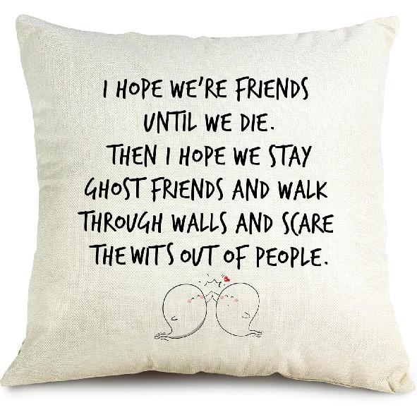 OUZ Best Friendship Gift for Friends Pillow Case - I Hope We're Best Friends, Funny Throw Pillow Cover, Gifts for Women Girls Sisters Gifts for