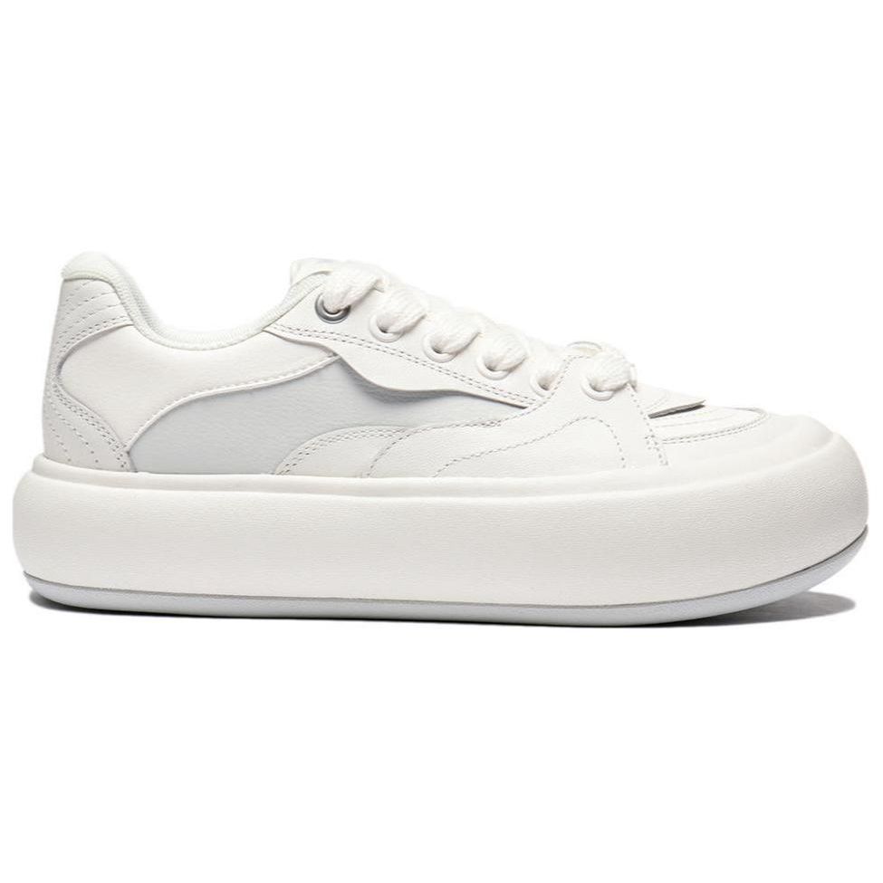 Li Ning Puff Platform универсальные удобные простые нескользящие низкие кроссовки женские кроссовки белые серые AZGU012-1