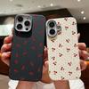 Cute Red Cherry Printed Shockproof Phone Case For iPhone 16 15 14 Pro Max 14 Plus 13 12 Pro 11 Leather Texture TPU Soft Cover