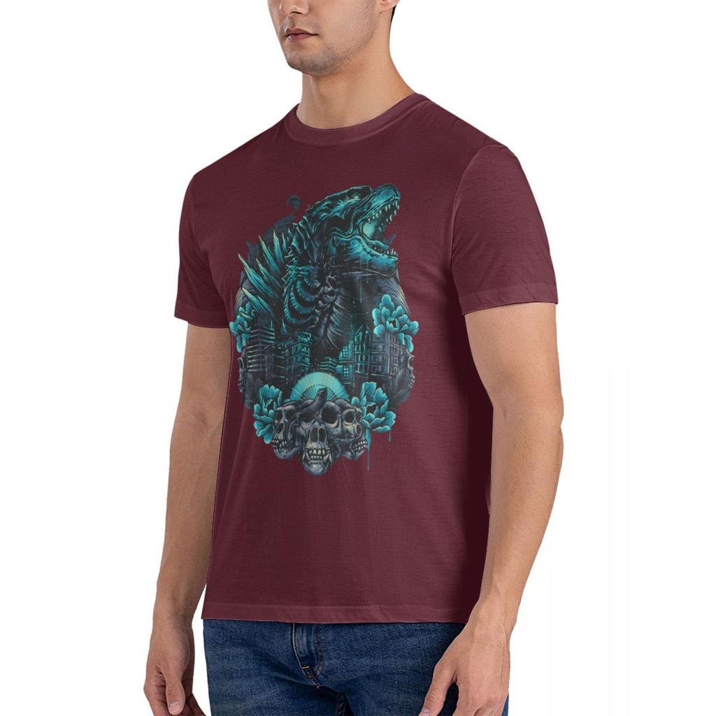 Godzillaed Rise From The Depths T-Shirt Men Round Neck Cotton T Shirts Short Sleeve Tops Printed Clothing