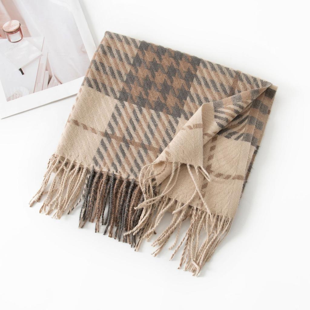 New Korean Imitation Cashmere Scarf High End Versatile Plaid Shawl Couple's Long Winter Warm Scarf