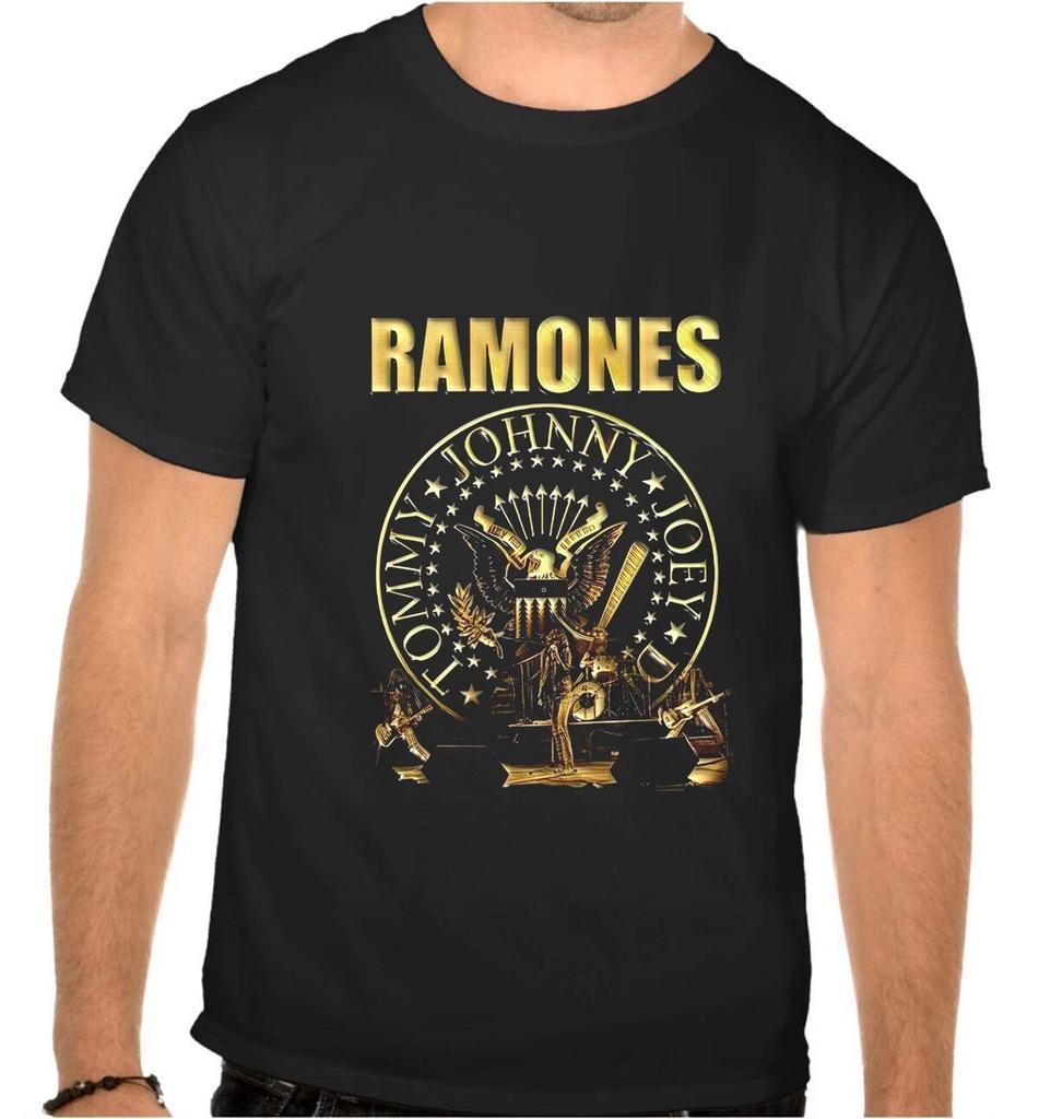 Унисекс футболки 100% хлопок Мужские Женские RAMONES ЛОГОТИП РОК-МУЗЫКИ ЧЕРНАЯ ФУТБОЛКА -1042-
