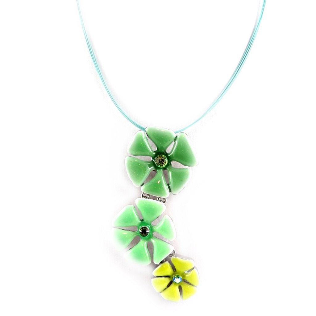 Les Trésors De Lily [E0391] — Зеленое дизайнерское колье «Мимозы»