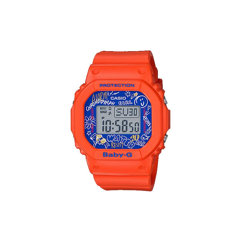 Casio Серия BABY-G Культура скейтбординга Граффити Досуг Спорт Кварцевый механизм Ремешок из смолы Японские и корейские часы Женские часы Серый BGD-560SK-4DR