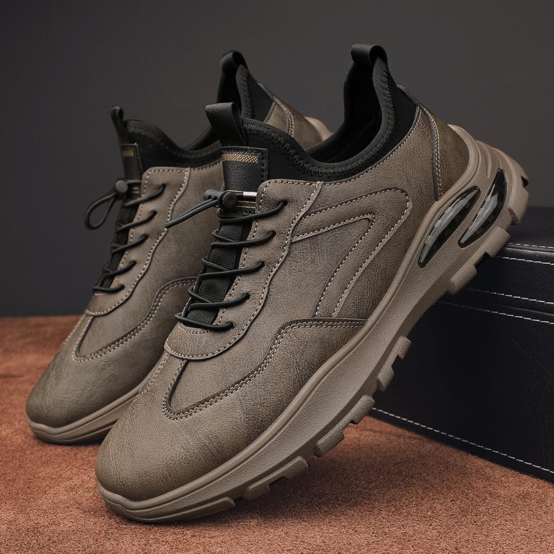 2025 однотонные модные мужские туфли зимние рабочие повседневные кожаные туфли мужские шнурки удобные универсальные спортивные туфли
