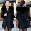 Winter Women's Luxury Faux Rabbit Fur Coat Ladies Hooded Thick Medium-Long Coats Jacket Outwear