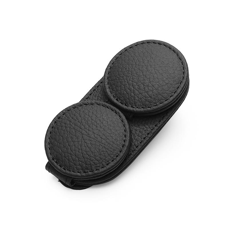 Кожаный держатель для солнцезащитных очков с двумя зажимами, универсальный держатель для карточек и билетов в салоне автомобиля, портативный органайзер для солнцезащитного козырька, автомобильные аксессуары