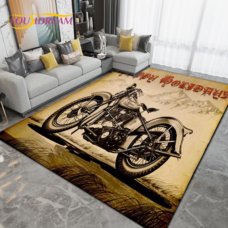 Ретро винтажный мотоциклетный коврик, большой ковер, ковер для гостиной, спальни, дивана, кухонный коврик для ванной комнаты, нескользящий напольный коврик в подарок