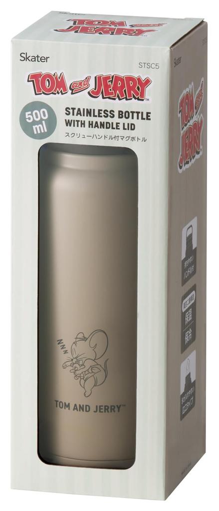 Skater Stainless Steel Mug Bottle 500ml with Screw Handle Tom and Jerry Hanging Thermal/Cold STSC5-A