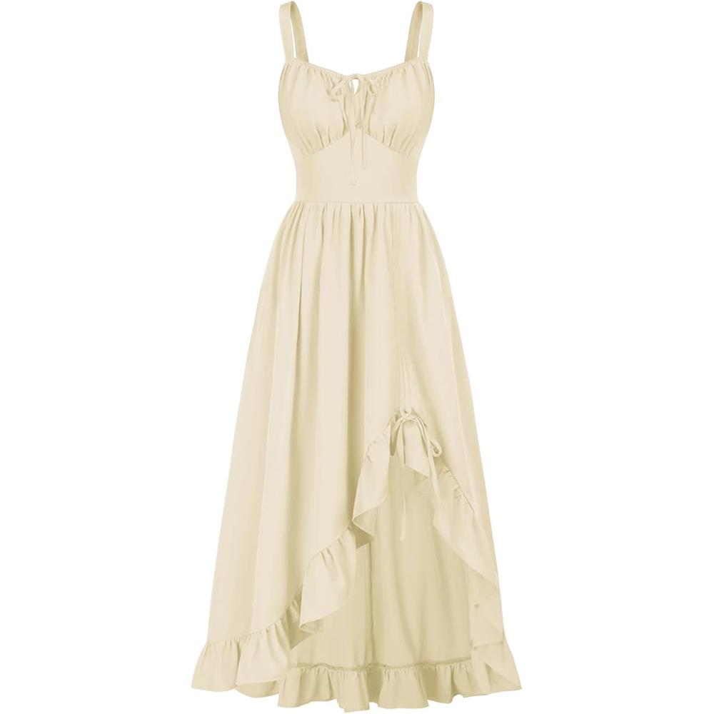 Renaissance Dress Women Summer Sleeveless Corset Sundress with Pockets