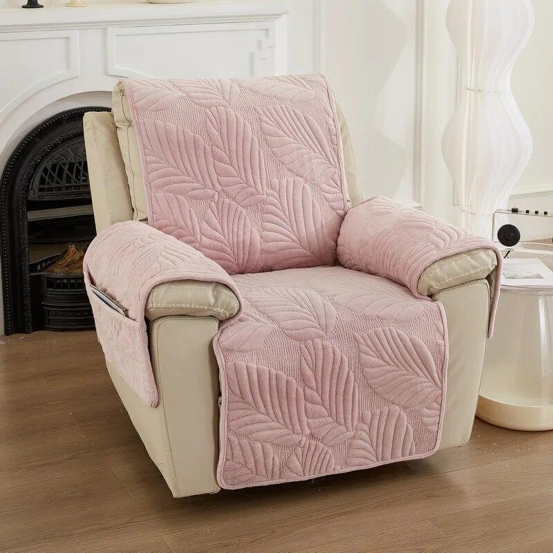 Single Person Sofa Leaf Plush Cushion Recliner Sofa Cover for Living Room Pet Kid Anti-Slip Couch Armchair Furniture Protector